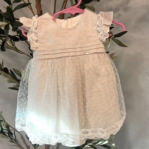 Adorable Cream Baby Dress with Lace Details